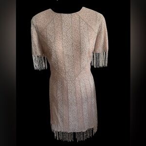 New ASOS Women’s Pale Pink Beaded Open Back Cocktail Dress SZ 8